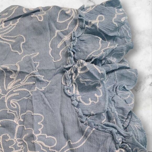 Liv Los Angeles Blue Embroidered Short Sleeve Shirt Size Medium - Picture 5 of 5